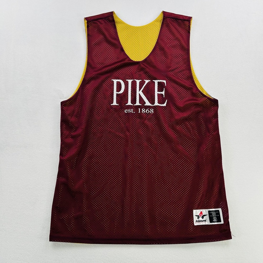 PIKE Fraternity Reversible Mesh Jersey Mens Large Maroon Gold Alleson Athletic